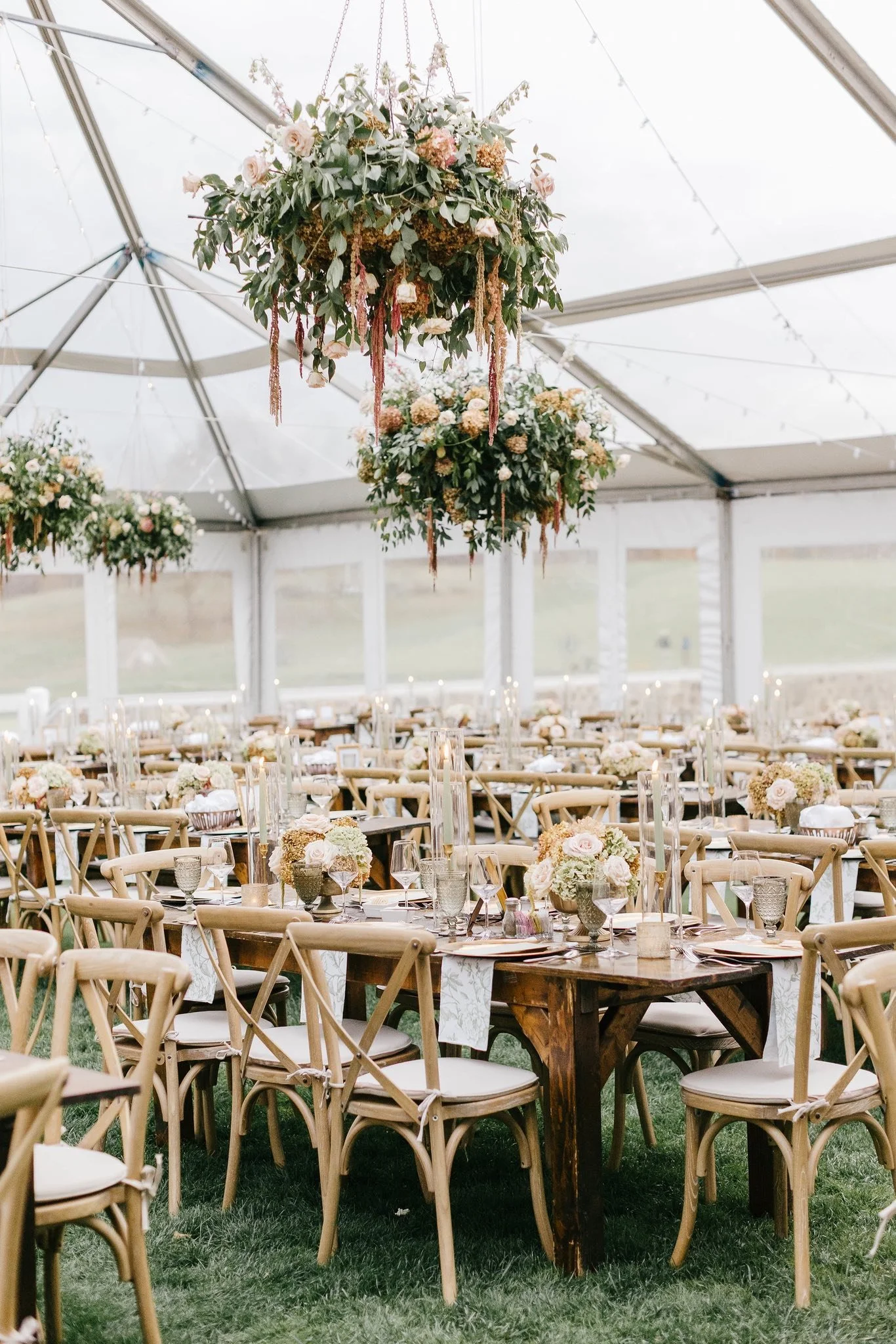 Handcrafted farmhouse table styled for a Pennsylvania wedding reception