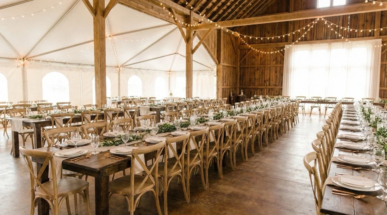 Cross Back Chairs at Elegant Wedding Setup
