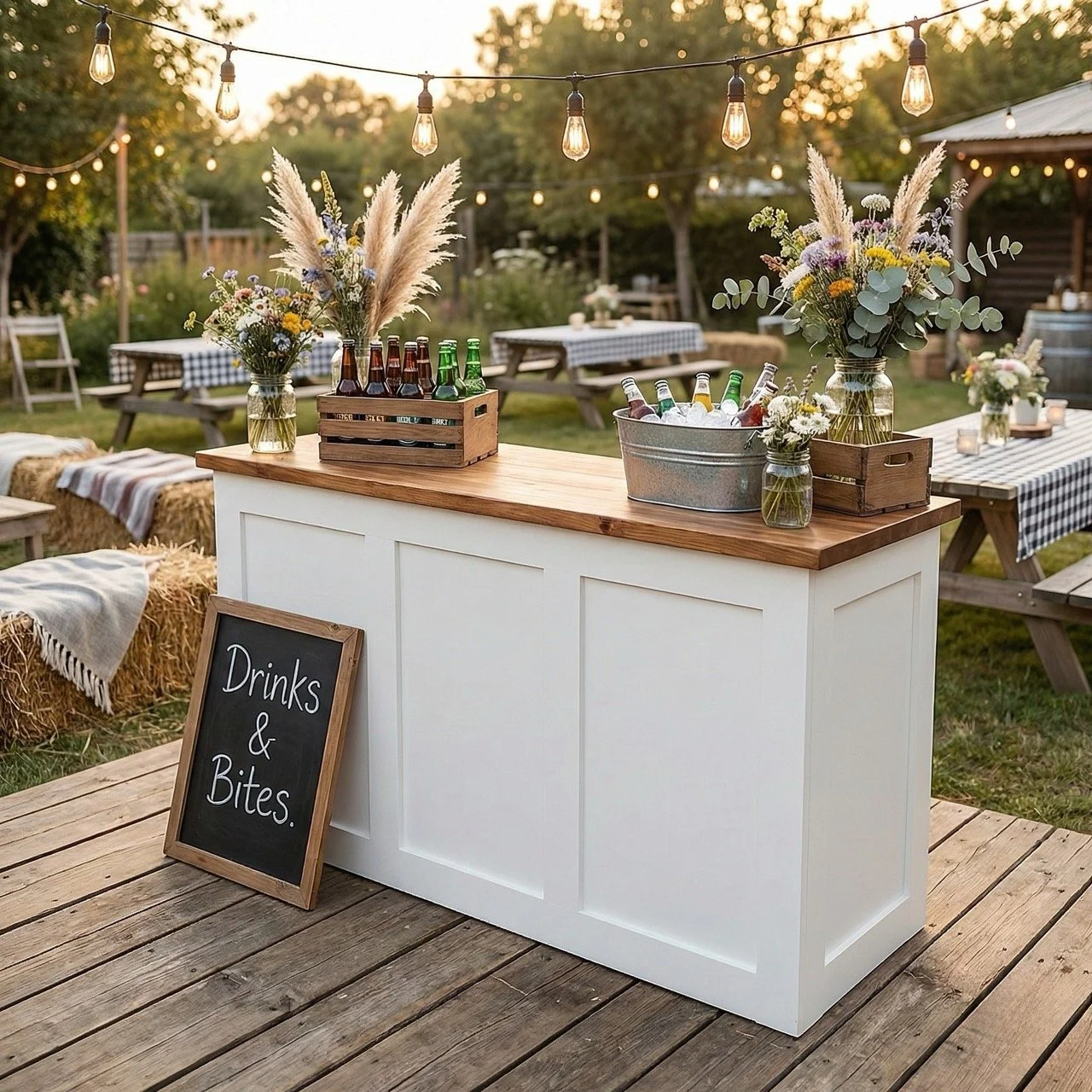 White Rustic Bar at Wedding Venue