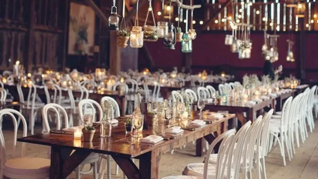 Fall Barn Wedding in Lancaster County: Styling Farm Tables, Seating & Lounge for an Autumn Reception