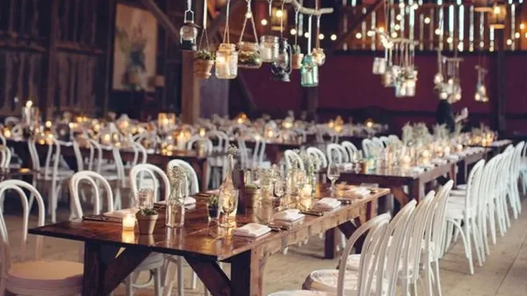 Fall Barn Wedding in Lancaster County: Styling Farm Tables, Seating & Lounge for an Autumn Reception