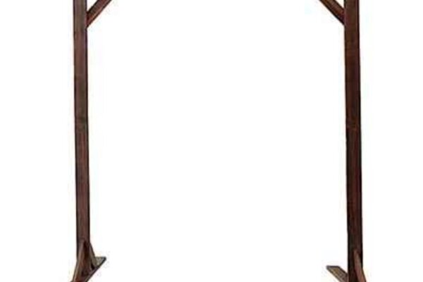 Rustic wooden wedding arch for ceremony backdrop rental