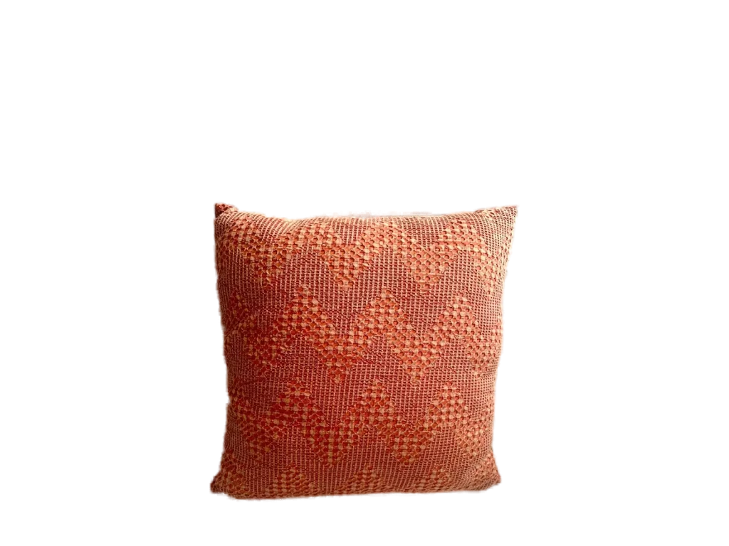 Coral Woven Diamond Pillow catalog cutout