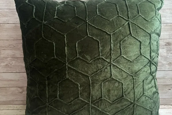 Forest green geometric velvet rental pillow