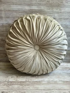 Ivory pleated round velvet rental pillow