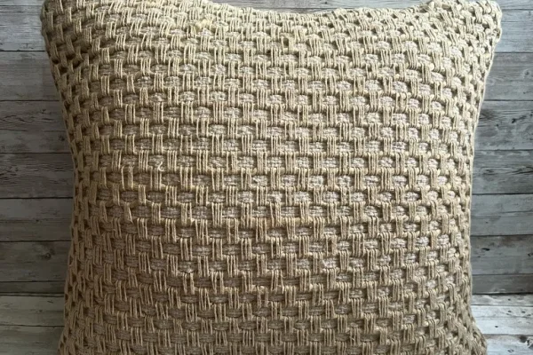 Natural basketweave rental pillow