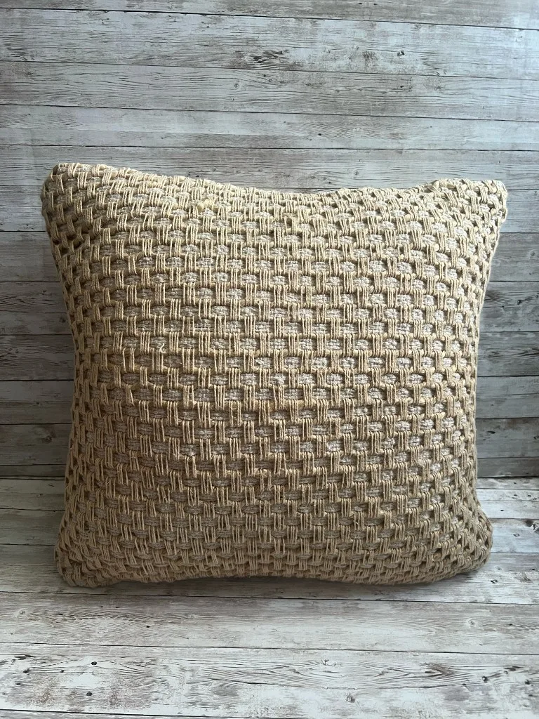 Natural basketweave rental pillow