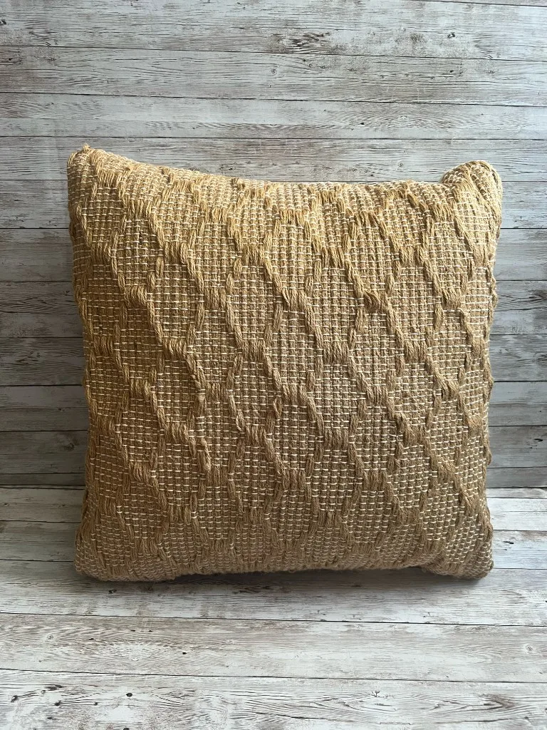 Natural woven textured stripe rental pillow