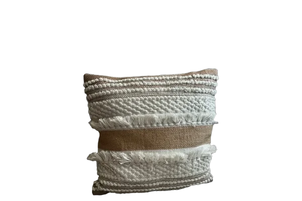 Natural and ivory tufted stripe rental pillow catalog cutout