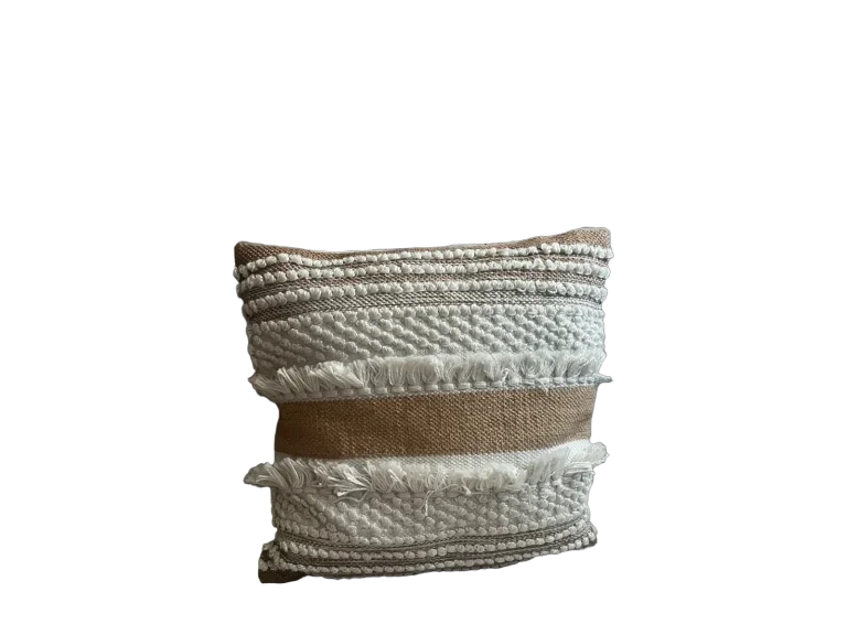 Natural and ivory tufted stripe rental pillow catalog cutout