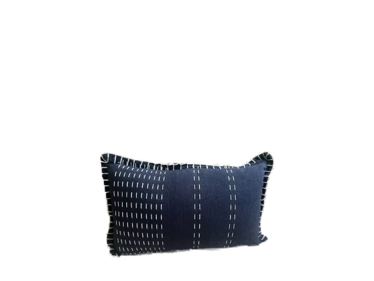 Navy Stitched Lumbar Pillow catalog cutout