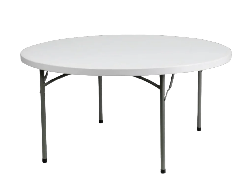 60 inch round white rental table catalog cutout