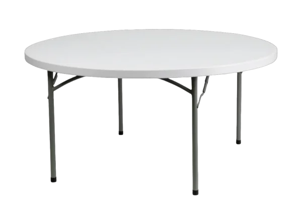 60 inch round white rental table catalog cutout