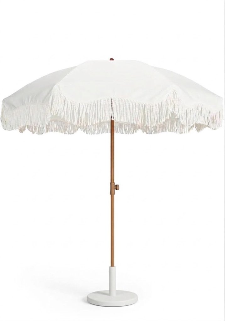 Fringe Umbrella with Base rental