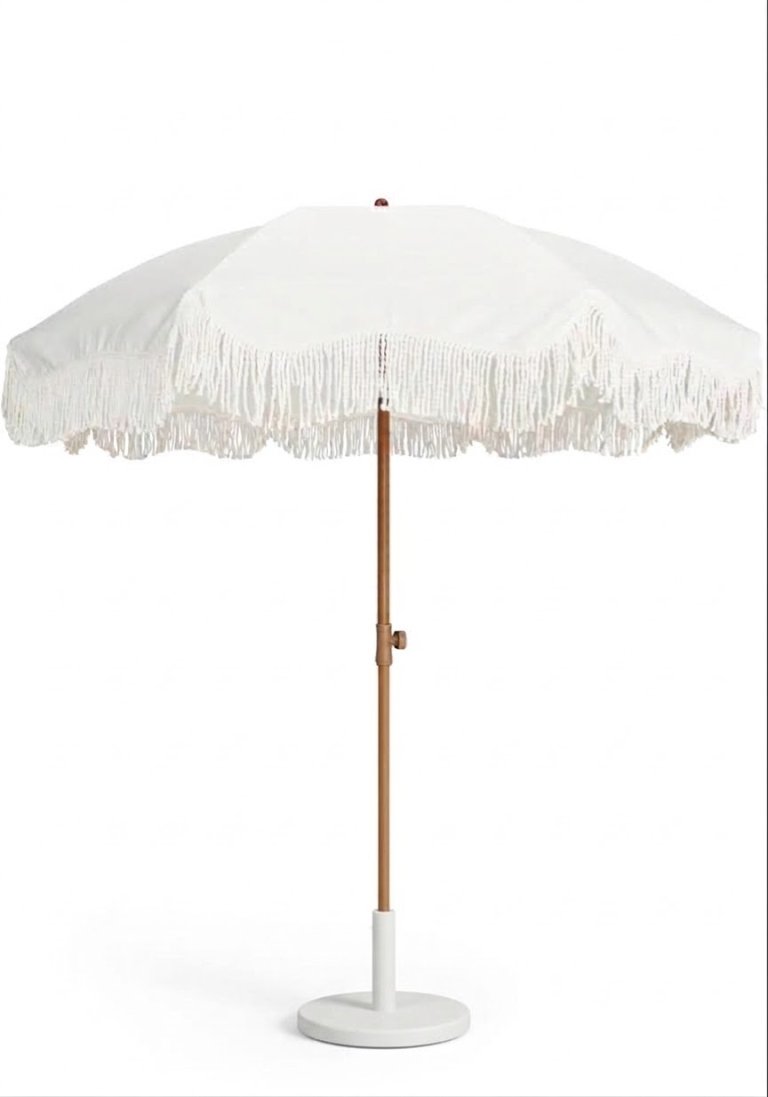 Fringe Umbrella with Base rental