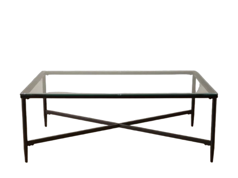 Black glass coffee table rental catalog cutout