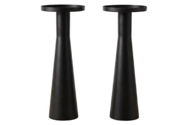 Black pedestal side tables rental catalog cutout