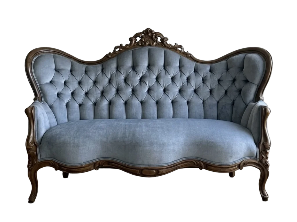 Blue vintage sofa rental catalog cutout
