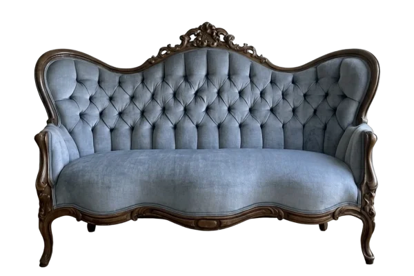 Blue vintage sofa rental catalog cutout