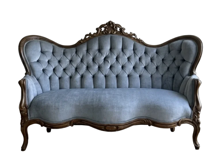 Blue vintage sofa rental catalog cutout