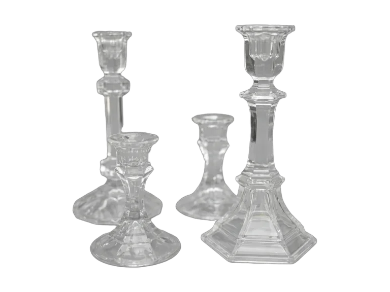 Clear glass taper candle holders rental catalog cutout