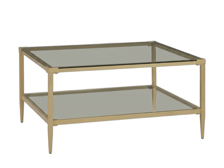 Gold glass coffee table rental catalog cutout