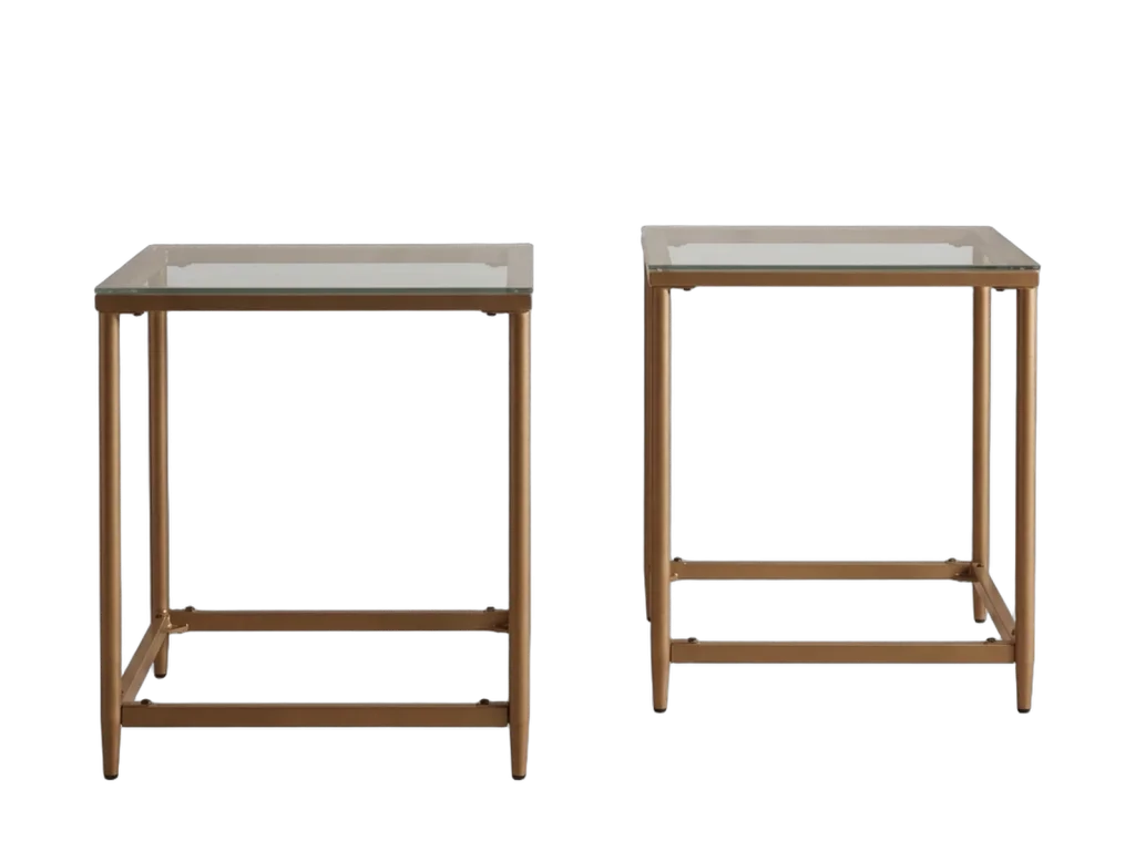 Gold glass side tables rental catalog cutout