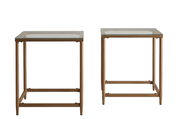 Gold glass side tables rental catalog cutout
