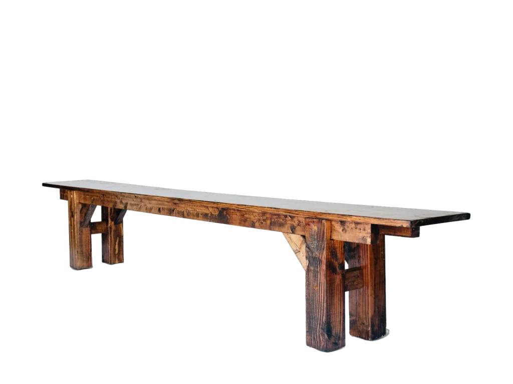 Handcrafted wood rental bench catalog cutout