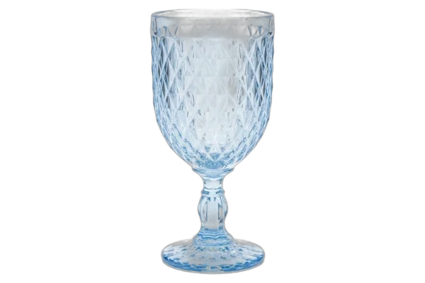 Ice blue diamond-pattern goblet glass rental catalog cutout