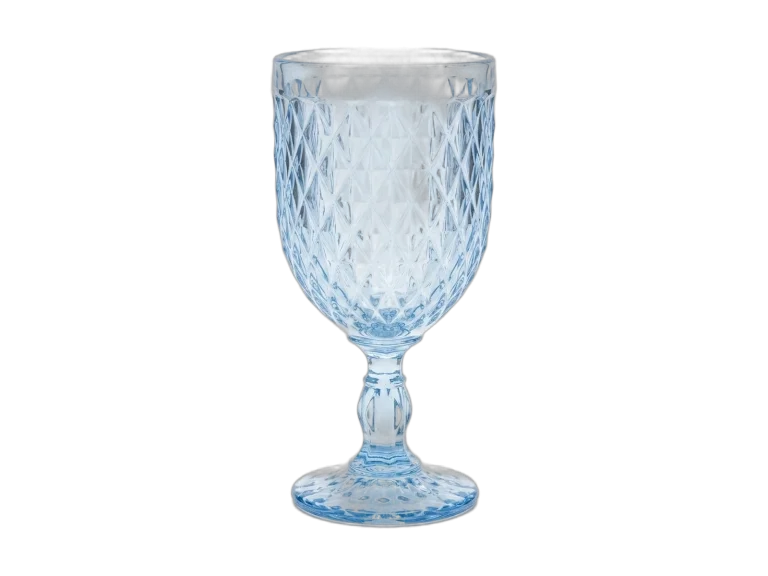 Ice blue diamond-pattern goblet glass rental catalog cutout