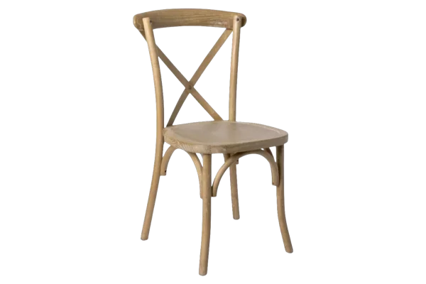 Natural cross back chair rental catalog cutout
