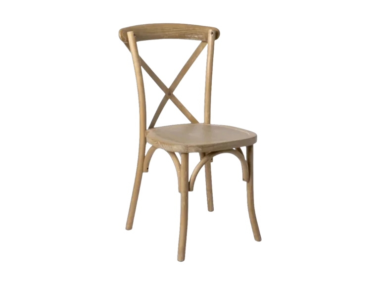 Natural cross back chair rental catalog cutout