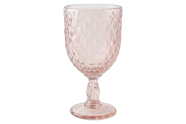 Pink cut-pattern drinking goblet rental catalog cutout