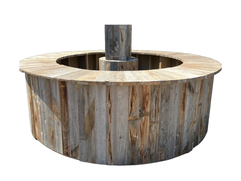 Round wooden bar rental catalog cutout