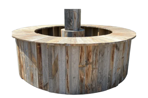 Round wooden bar rental catalog cutout