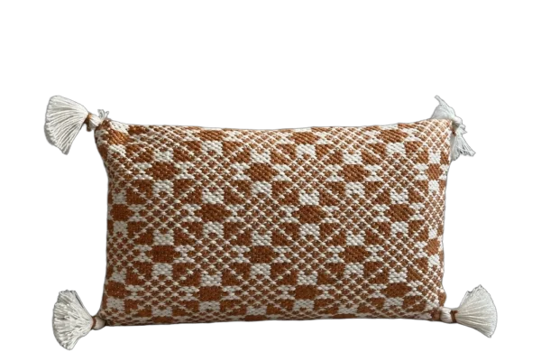 Rust & Ivory Woven Lumbar Pillow rental