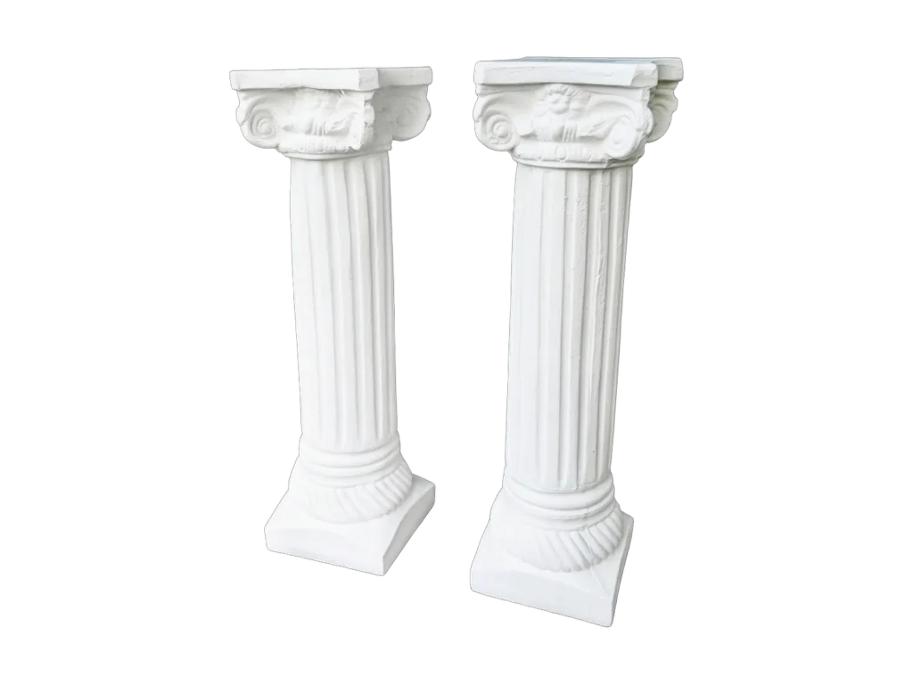 White decorative pillars set of two rental catalog cutout