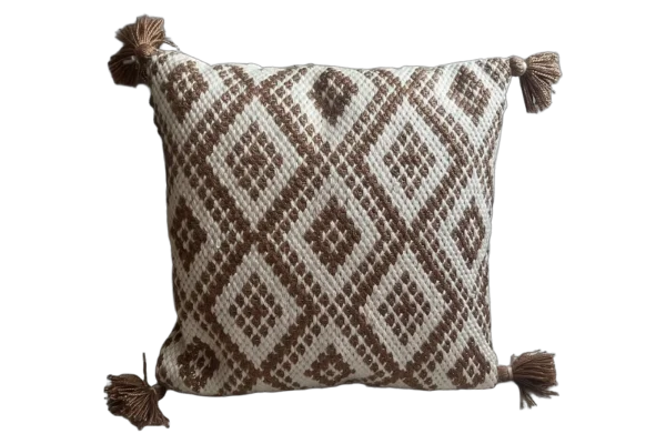 Taupe Diamond Tassel Pillow rental