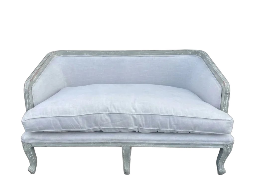 Upholstered settee rental catalog cutout