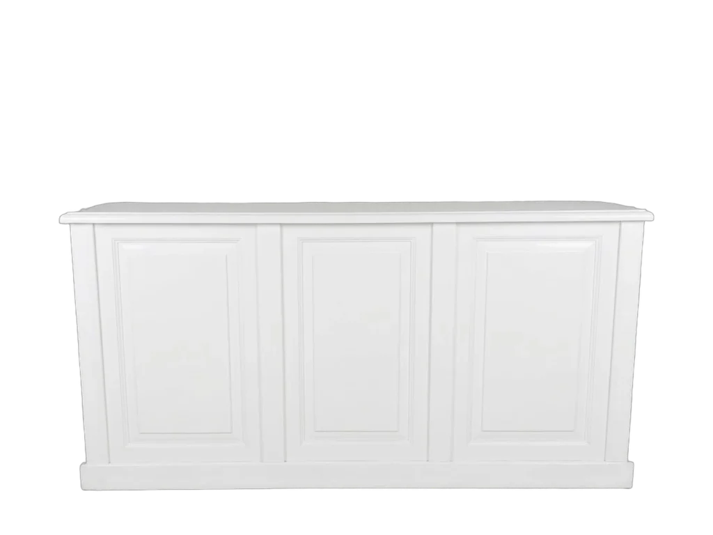 White three-panel bar rental catalog cutout