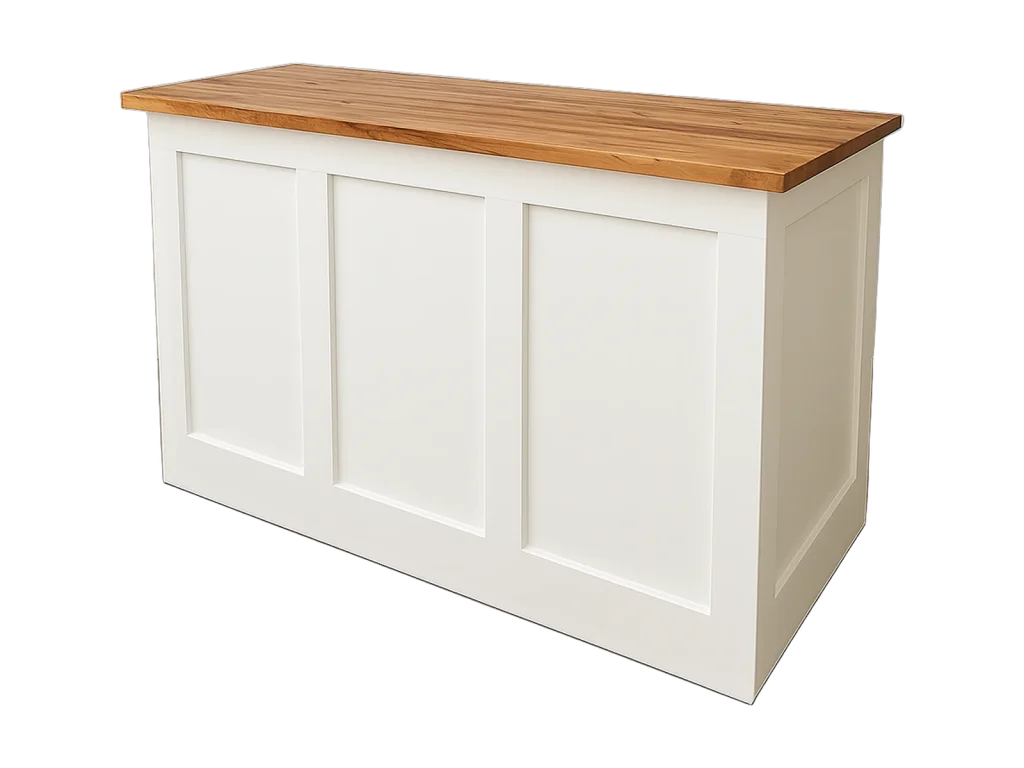 White paneled bar rental catalog cutout