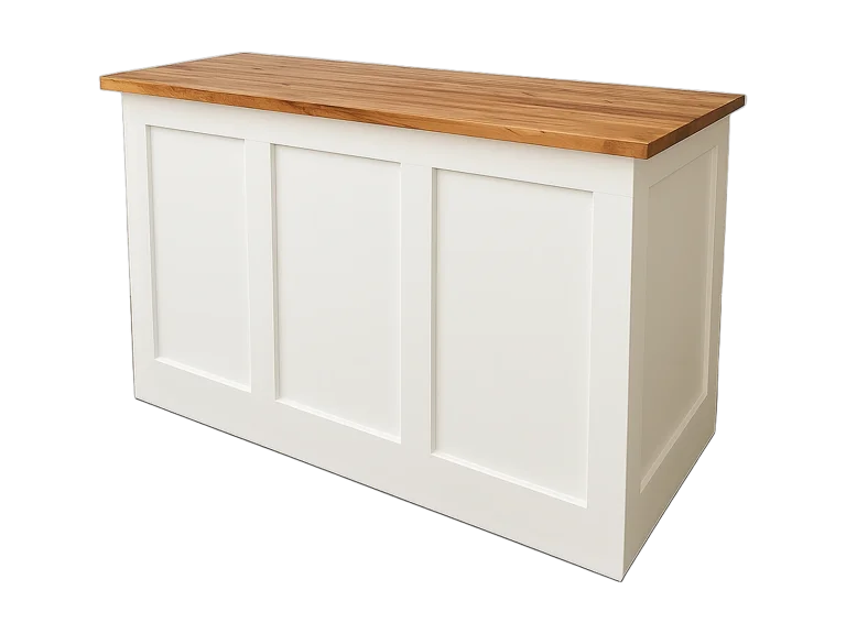 White paneled bar rental catalog cutout
