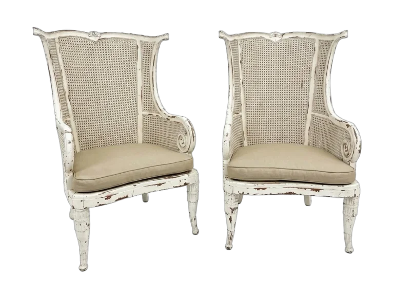 White cane wingback chairs rental catalog cutout