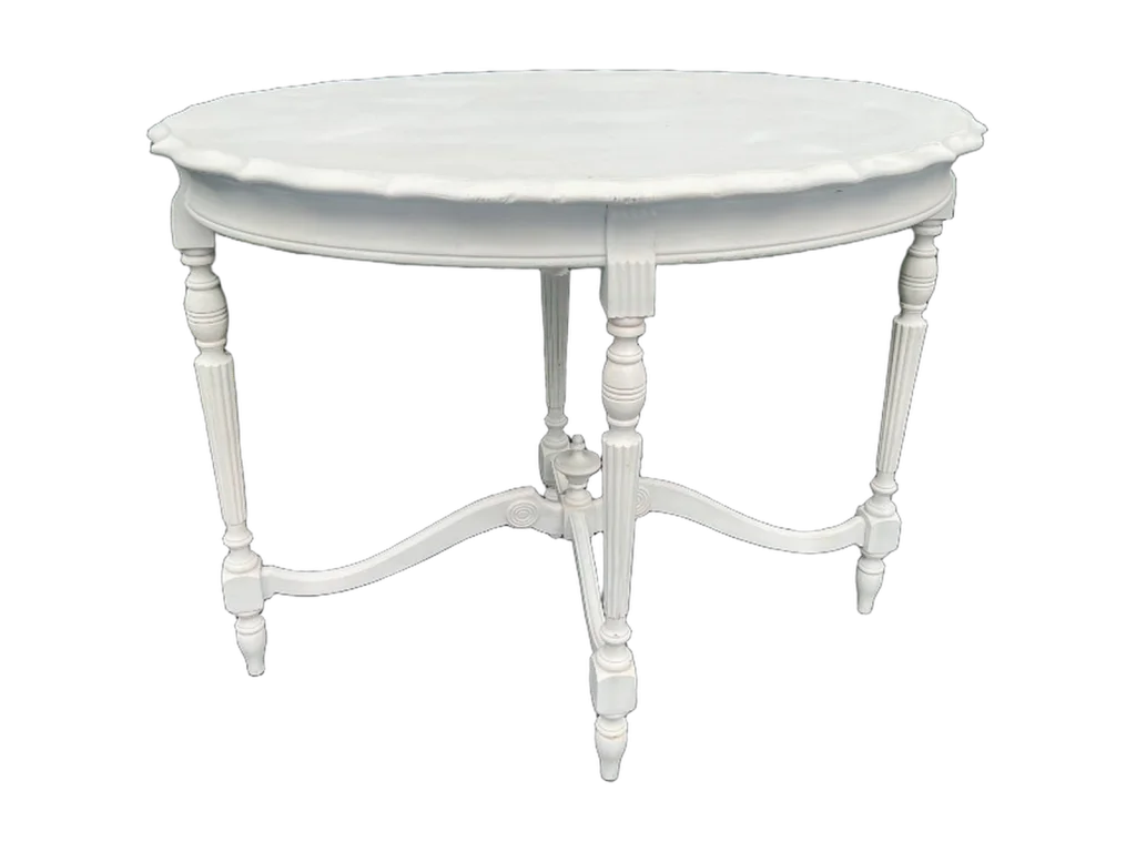 White round display table rental catalog cutout