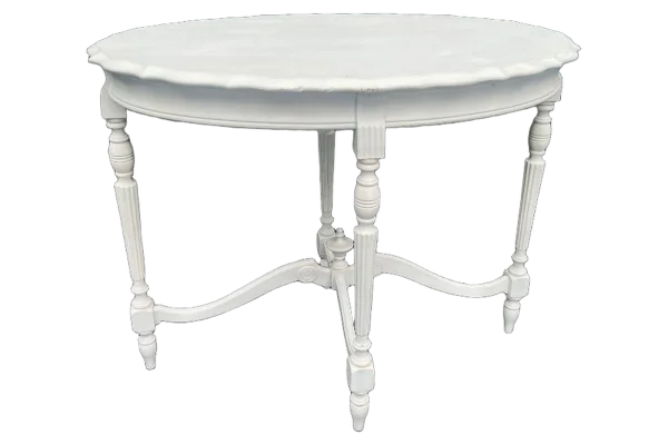 White round display table rental catalog cutout