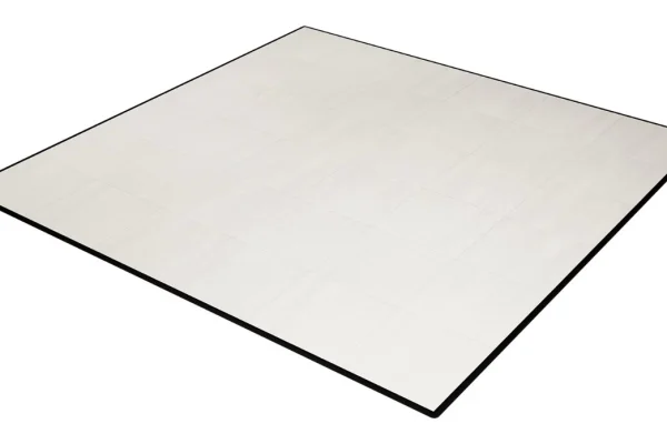 White portable dance floor with a black edge trim