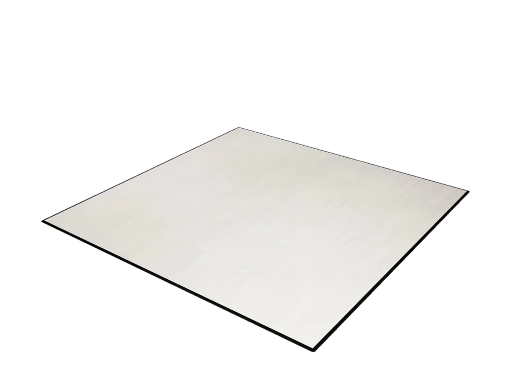 White portable dance floor with a black edge trim catalog cutout